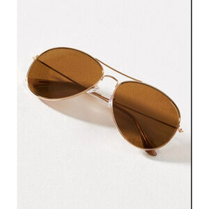 NWT NEW Anthropologie Tinted Aviator Sunglasses‎ OS Brown 70s inspired vintage